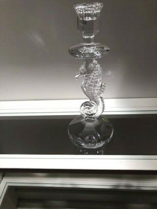 Waterford Crystal Seahorse Candlestick Candle Holder 11.  5 Inches Tall