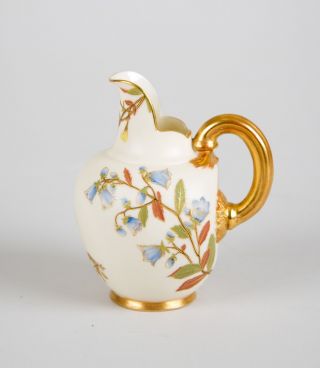 Antique Royal Worcester Porcelain 1094 Small Floral Pitcher Jug Vase C.  1891