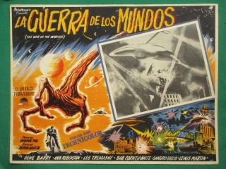 The War Of The Worlds Sci - Fi Flying Saucer Art Orig Mexican Lobby Card