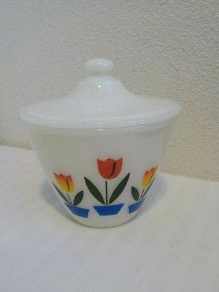 Vintage Fire - King Oven Ware Tulips Grease Jar With Lid