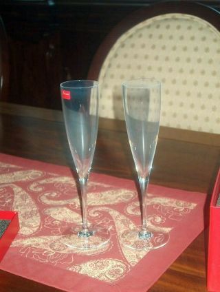 2 Baccarat Crystal Dom Perignon Champagne Flutes 9 1/4 " Signed