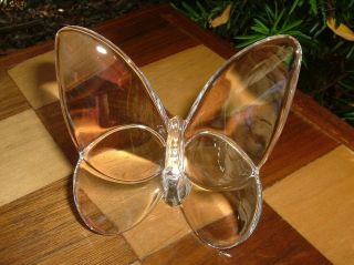 Vintage Baccarat France Crystal Clear Papillon Lucky Butterfly Figurine
