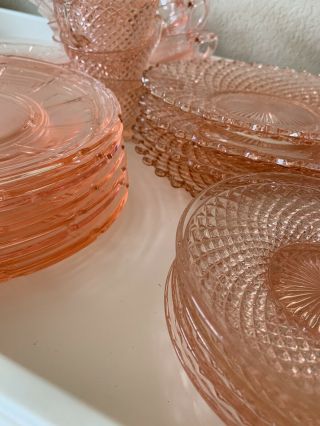 Vintage Pink Crystal Cut Glass Plates Bowls Cups Candy Dishes