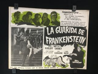Vintage La Guarida De Frankenstein Mexican Lobby Card Art 16 " X12 "