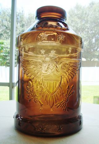 1776 / 1976 Brown Glass 5 - Gal Bicentennial Eagle Commemorative Milk Jug Xlnt,