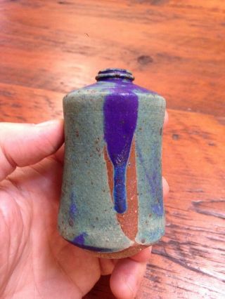 Vtg Mid Century Thomas Fetter Handmade Stoneware Studio Pottery Small Vase 3.  25 