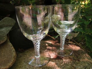 2 Vintage Stuart Crystal Wine Glass Goblets Air Twist England Euc Estate