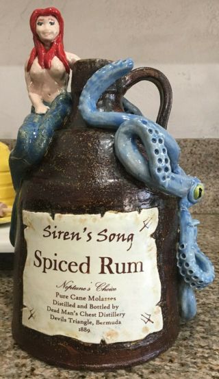 Face Jug Folk Art Pottery Mermaid Art Octopus Art Bar Ware Kraken Jug Spiced Rum