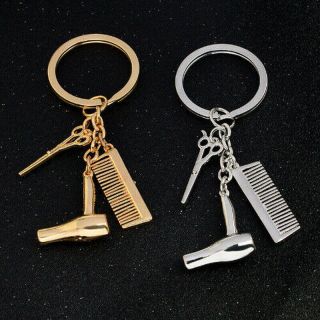 Fashion Couple Keychain Metal Key Ring Charm Pendant Haircut Tool Keychain Chain