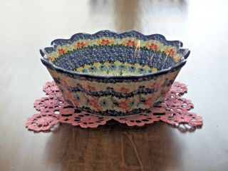 Hand Painted Polish Stoneware Baker/fluted Bowl 2009 Special Ed.