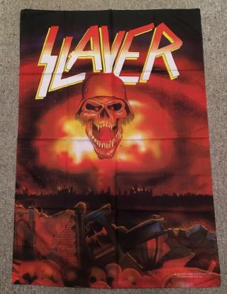1995 Slayer Skull Flag Rare Vtg Tapestry Poster Banner Thrash Metal T - Shirt Tour