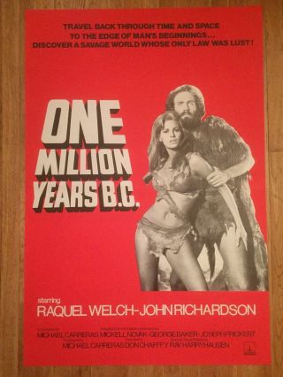 One Million Years B.  C 1966 British Fantasy Film Poster Raquel Welch