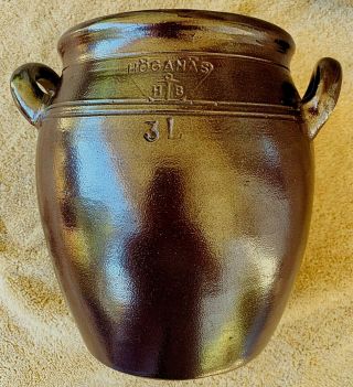 Vintage Höganäs Keramik,  HB,  Stoneware Iridescent DK Brown Pot,  3L Crock,  Sweden 4