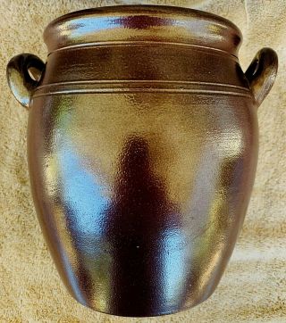 Vintage Höganäs Keramik,  HB,  Stoneware Iridescent DK Brown Pot,  3L Crock,  Sweden 5