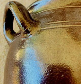Vintage Höganäs Keramik,  HB,  Stoneware Iridescent DK Brown Pot,  3L Crock,  Sweden 8