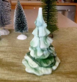 vintage fenton white green peppermint slag glass christmas pine tree 4” 2