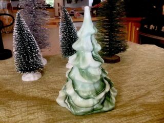 vintage fenton white green peppermint slag glass christmas pine tree 4” 5