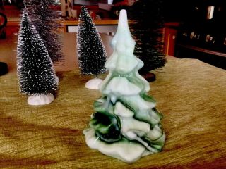 vintage fenton white green peppermint slag glass christmas pine tree 4” 7