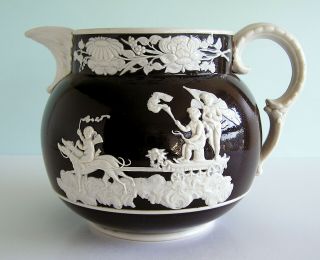 Staffordshire Smear Glaze Wilson Stoneware Milk Jug Classical Sprigs