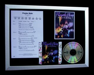 Prince Purple Rain Framed Gallery Quality Music Cd Display,  Express Global Ship