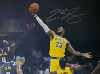 Lebron James Hand Signed 8x10 Photo W/ Holo Lakers 23 Goat