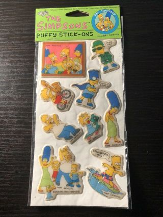 Vintage 1990 The Simpsons Puffy Stickers Stick - Ons Bart Homer Marge Lisa Maggie