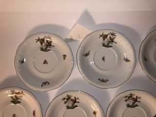 Herend Rothschild Bird 743/RO 8 Saucers Only For 2 Handle Bullion Soups 2