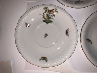 Herend Rothschild Bird 743/RO 8 Saucers Only For 2 Handle Bullion Soups 5