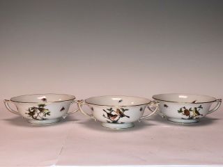 3 Herend Rothschild Bird Two Handle Cream Soup Bowls Only 743/ro