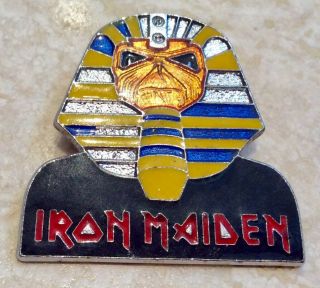 Rare 1984 Iron Maiden Powerslave Metal And Enamel Badge