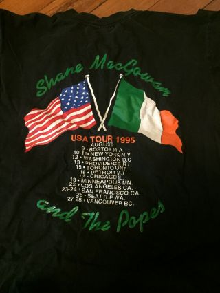 Rare Shane MacGowan and the Popes 1995 US Tour Shirt Size L 2