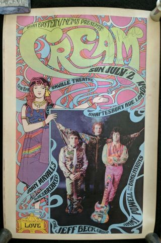 Jeff Beck John Mayall Jimmy Powell Signed Eric Clapton Cream Concert Poster