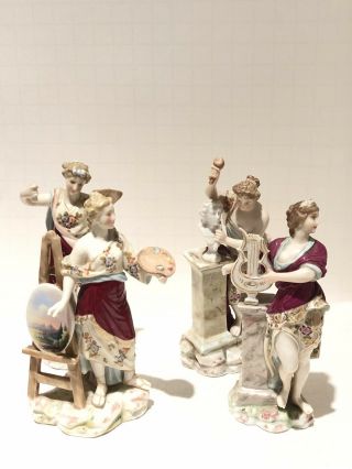 Antique Volkstedt 4 Muse Figurines German Porcelain Triebner Ens Eckert ?