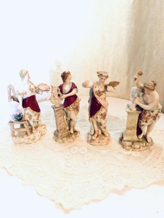 Antique Volkstedt 4 Muse Figurines German Porcelain Triebner Ens Eckert ? 3