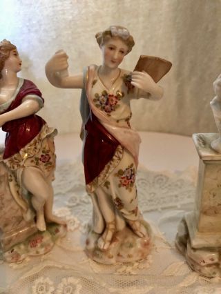 Antique Volkstedt 4 Muse Figurines German Porcelain Triebner Ens Eckert ? 6