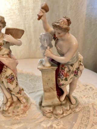 Antique Volkstedt 4 Muse Figurines German Porcelain Triebner Ens Eckert ? 7