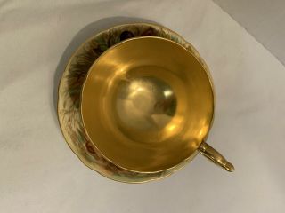Vintage Aynsley Heavy Gold Orchard Fruit Tea Cup & Saucer Signed N Brunt 2