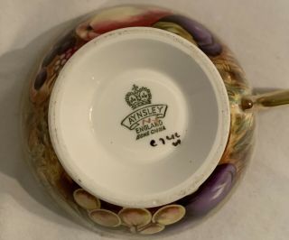 Vintage Aynsley Heavy Gold Orchard Fruit Tea Cup & Saucer Signed N Brunt 5