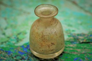 VERY OLD - Small Clear Glass Bottle FINE ANTIQUE maybe ROMAN / GREEK Antiquities 2