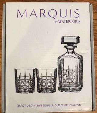 Marquis By Waterford Brady Decanter & Double Old Fashioned Pair Msrp $250