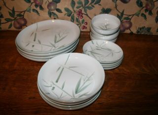 16 - Vintage Winfield Pottery Bamboo Pattern,  (4) Dinner (4) Salad (4) Berry (4) Bread
