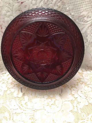 Cris D " Arques Durant Luminarc Ruby Red Pressed Glass Dinner Plate Set Of Eight