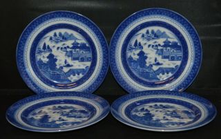 4 Mottahedeh Blue Canton Bread & Butter Plates - Historic Charleston