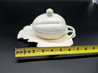 WEDGWOOD CREAMWARE MELON SOUP TUREEN SAUCE DISH WITH LEAF UNDERPLATE 5