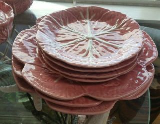 3 Bordallo Pinheiro Pink Cabbage 10 3/4 " Dinner Plates,  4 Salad Plates