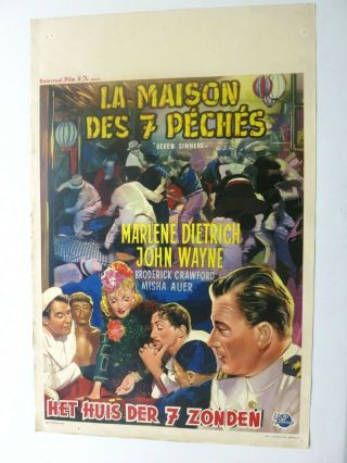 Seven Sinners Marlene Dietrich Fifties Rerelease Belgian Movie Poster