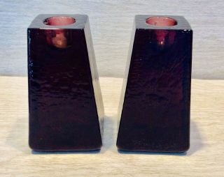 Signed “fire & Light” Recycled Purple Glass Arcata,  California Candle Holde 2