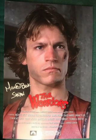 The Warriors Michael Beck As Swan Signed 11x17 2 After Bathroom Fight W/ Cut