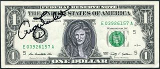 Angie Everhart Signed One Dollar Bill W/ Her Photo Image Actress Model Playboy