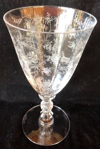 Set Of Four Pristine Antique Cambridge Glass Co.  Elegant Etched Water Goblets